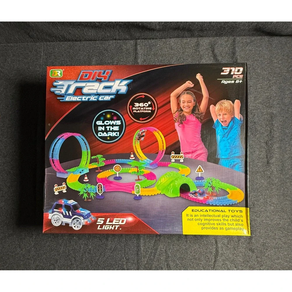 DIY Track Electric Car Glow in the Dark 310 Pcs 360 Rotating Platform DR8003